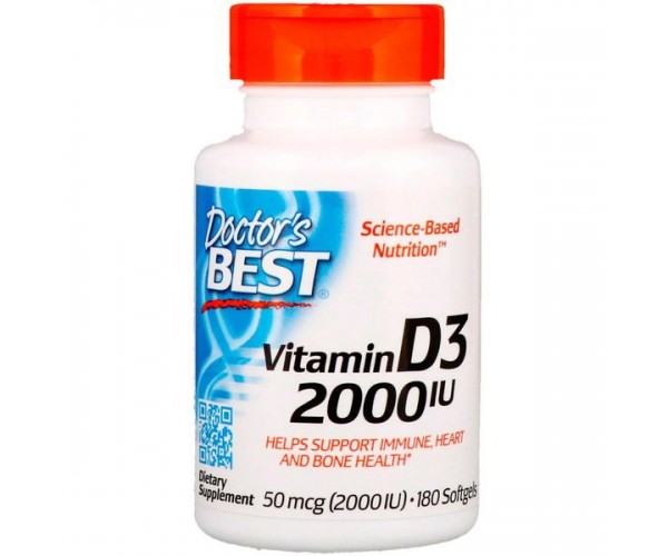 

Вітамін D3 Vitamin D3 Doctor's Best 2000 МО 180 капсул (DB021)