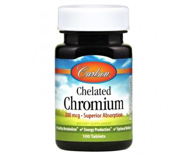 

Хром хелат Chelated Chromium Carlson Labs 200 мкг 100 таблеток (CAR115)