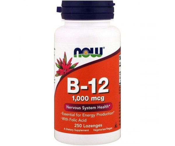 

Вітамін В12 Vitamin B12 Now Foods 1000 мкг 250 льодяників (NF009)