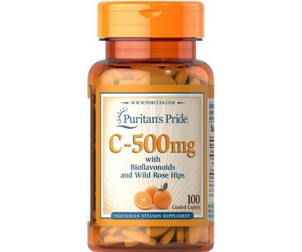 

Вітамін С з біофлавоноїдами Vitamin C Puritan's Pride шипшина 500 мг 100 каплет (PP073)