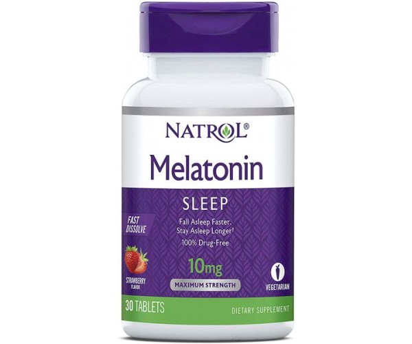 

Мелатонін Melatonin Fast Dissolve Natrol полуниця 10 мг 30 таблеток (NTRL076)