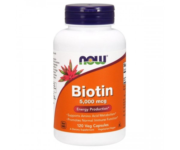 

Вітамін В7 Біотин Biotin Now Foods 5000 мкг 120 капсул (NF030)