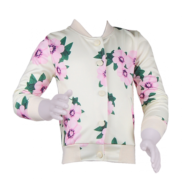 

Стильный бомбер для девочки 5 лет (110 см) O 10245-flowers зеленый цвет