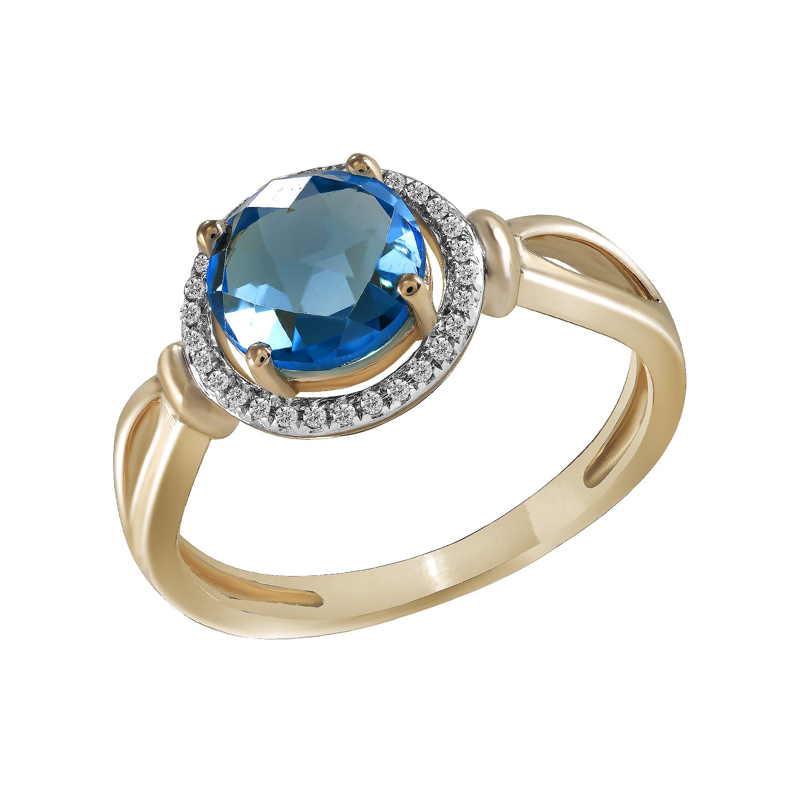 

Кольцо из желтого золота с бриллиантами и топазом 827023, размер 20.5