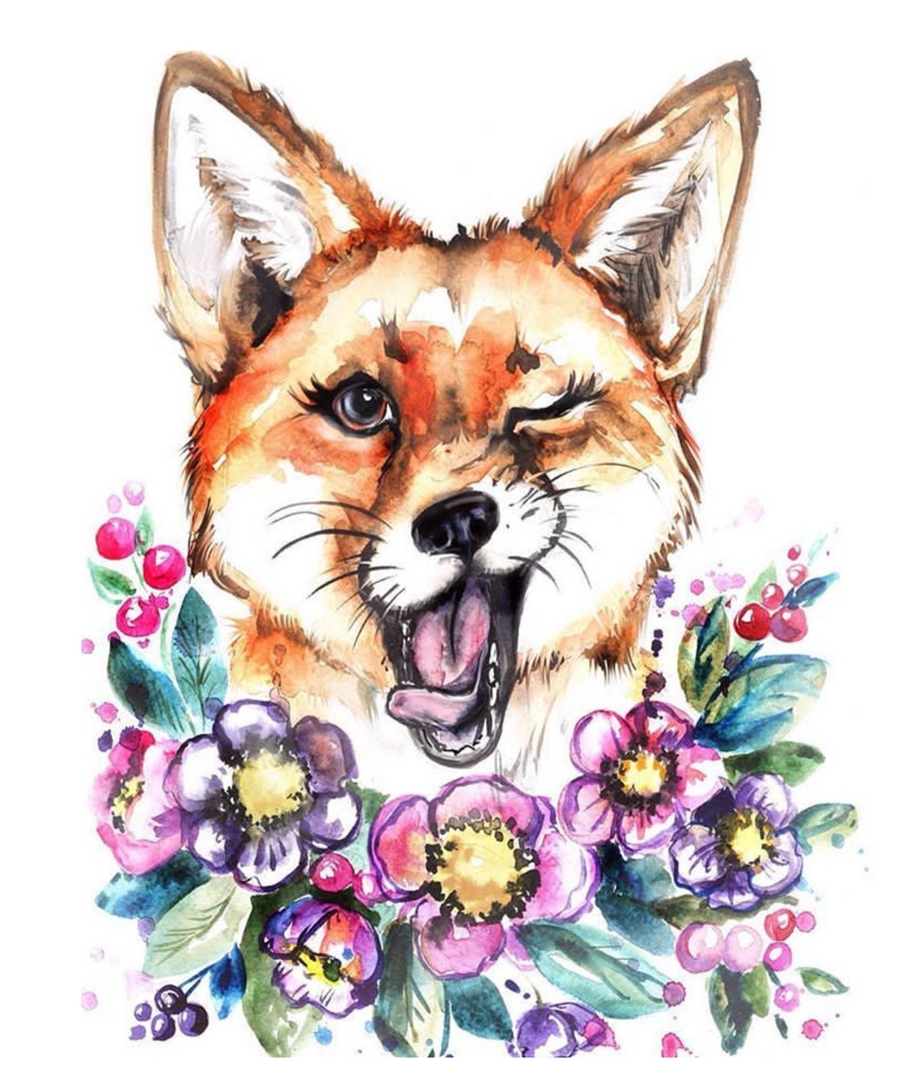 

Картина для рисования по номерам Qiwi Art Лиса с цветами 40х50 см (QA41)