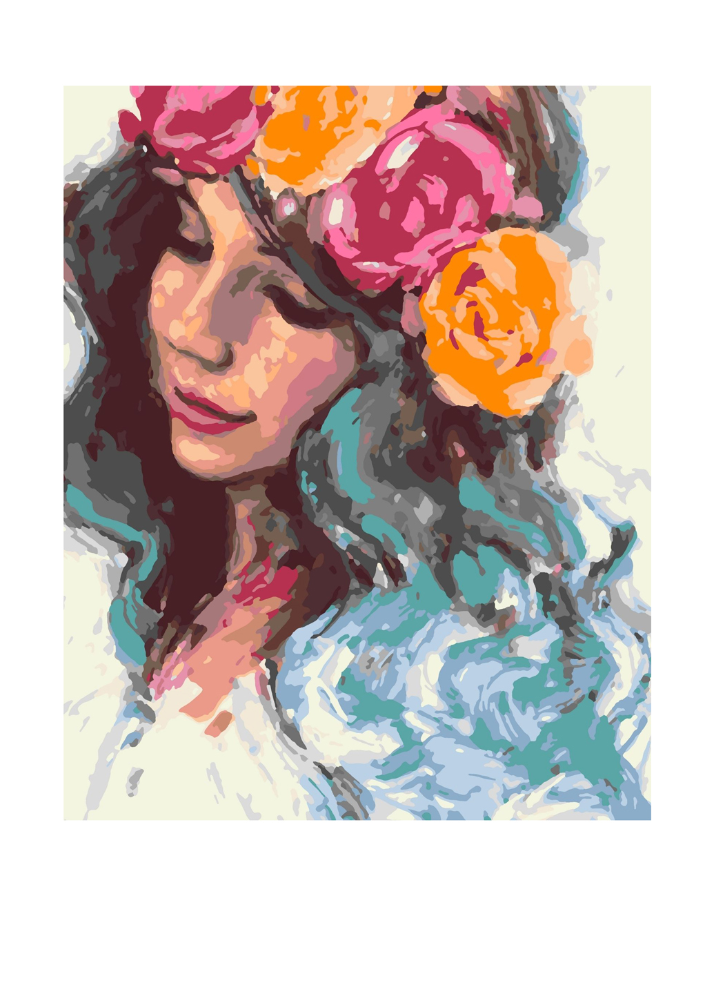 

Картина для рисования по номерам Qiwi Art Девушка с цветами 40х50 см (QA20)
