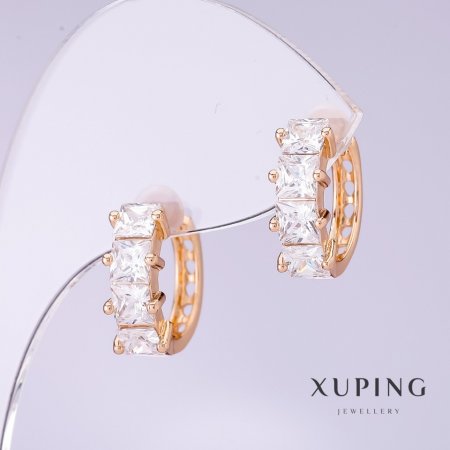 

Серьги Xuping с белыми цирконами, диаметр 6мм, длина 15мм позолота 18к, ida27142