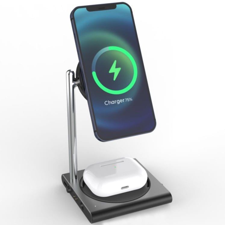 

Беспроводное зарядное устойство 2 в 1 MagSafe док станция Magnetic Wireless Charging Stand для iPhone 12, 12 Pro, 12 Pro Max, 12 Mini, AirPods Черный