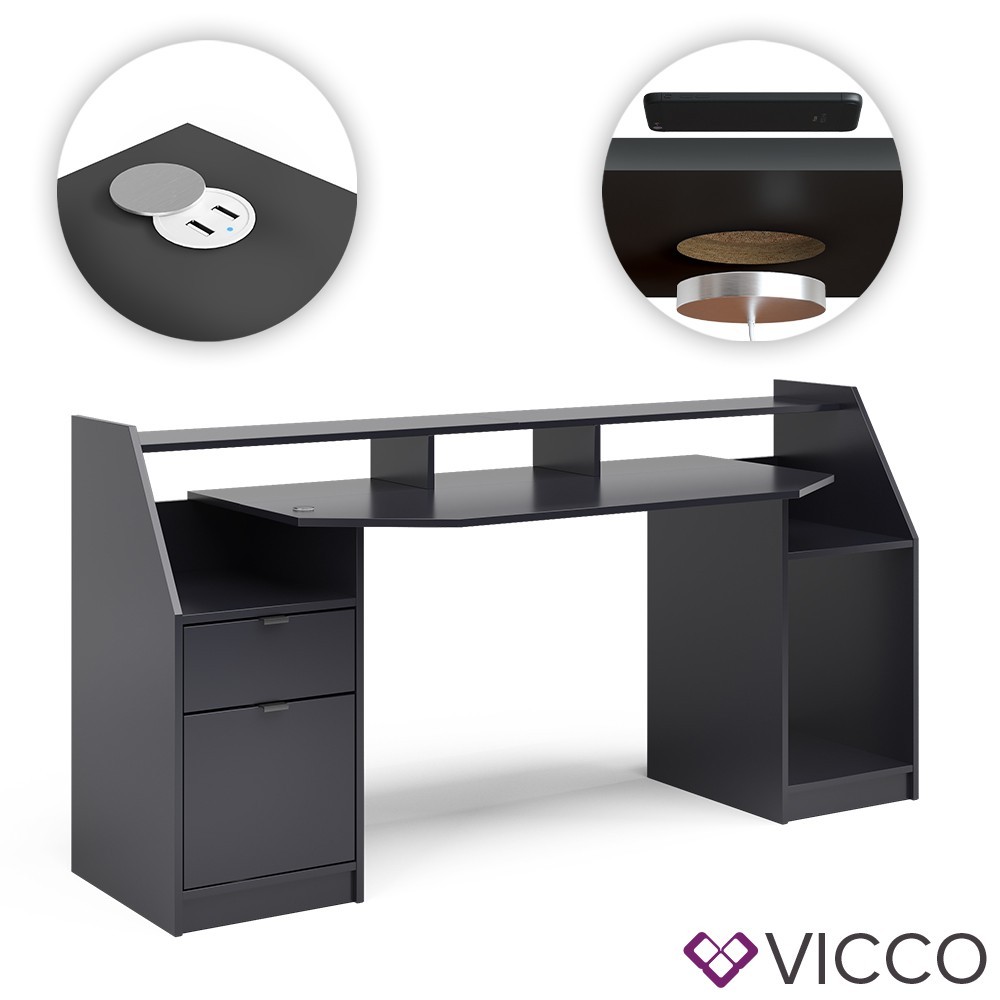 

Геймерский стол с зарядкой QI и USB, Vicco Joel Big, черный