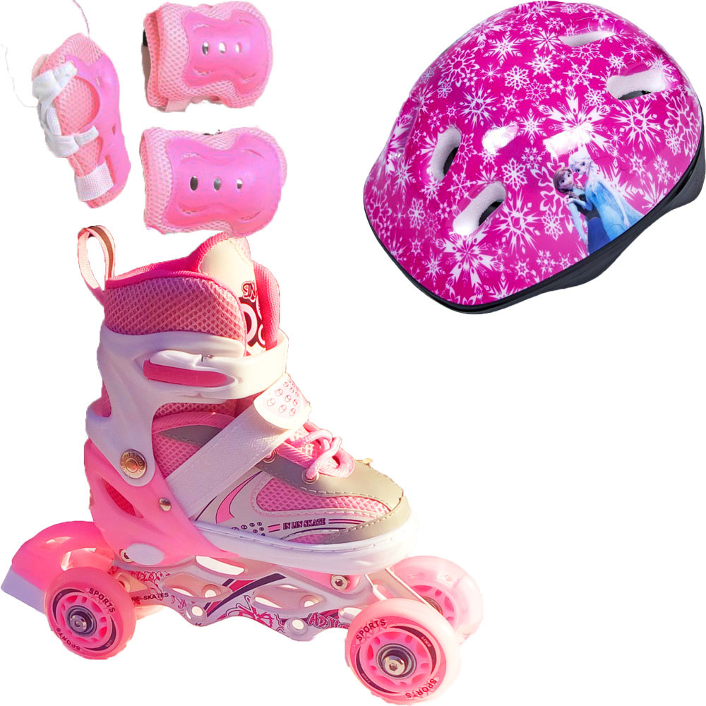 

Роликовые коньки Ролики детские Набор Happy Combo Disney ( + защита + шлем ) 29-33, ротация колес, Frozen2 (розовый) (2T3007E)