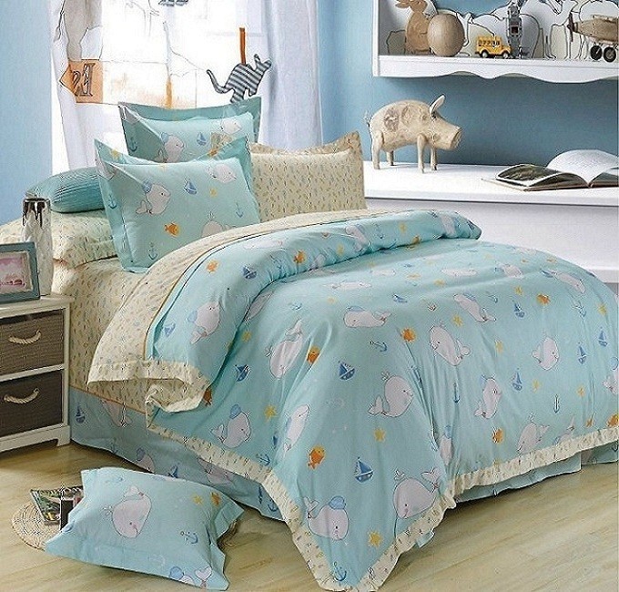 

Детское постельное белье Киты на голубом CottonTwill 150х100 см Сатин люкс Elite (СКЕ0022-1)