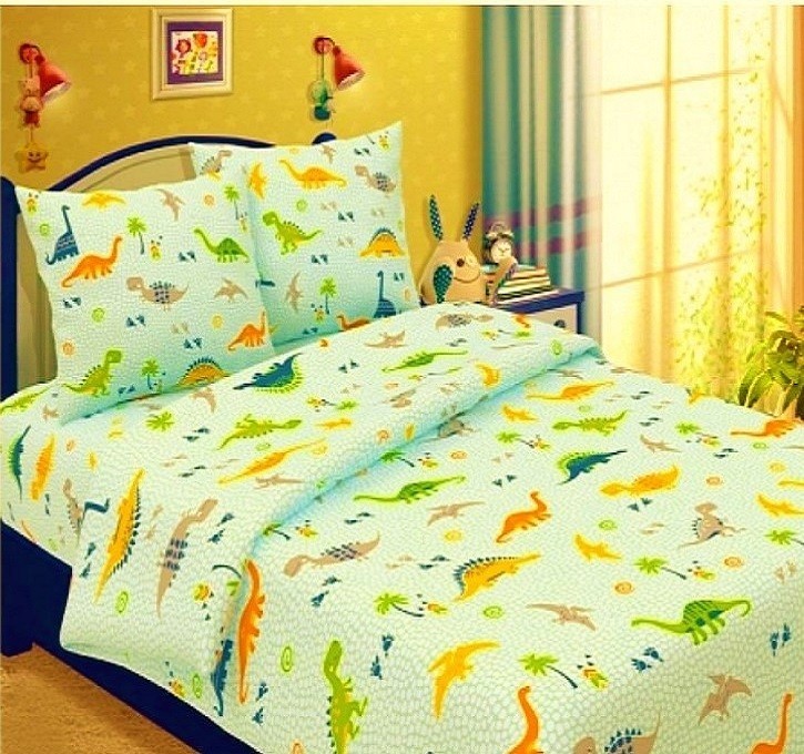 

Детское постельное белье Динозаврики Дино CottonTwill 1-спальное 150х220 см Бязь (ДРБ021-2)