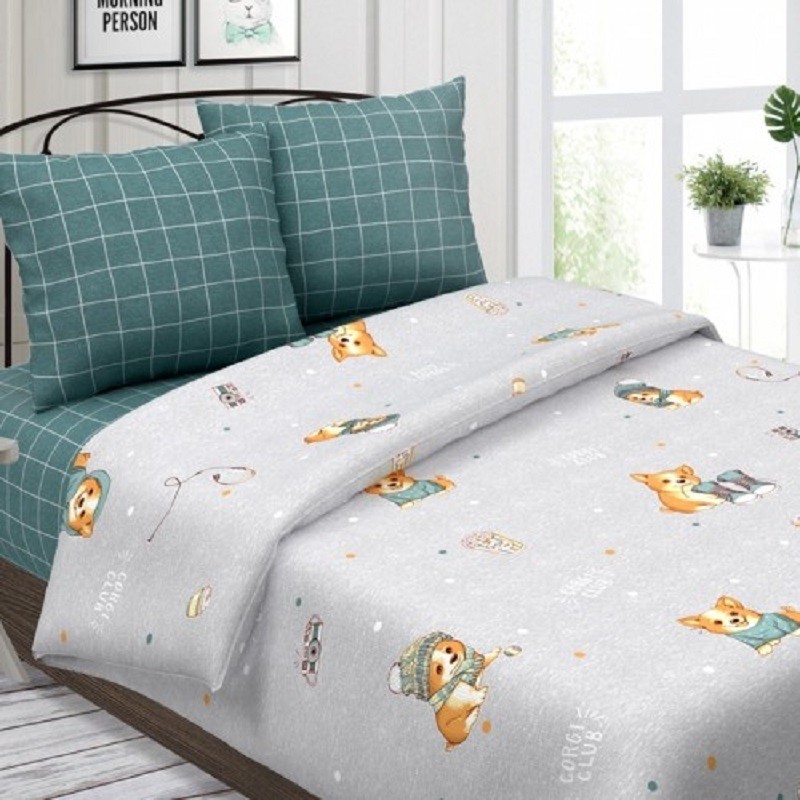 

Детское постельное белье в кроватку "Щенки Корги" CottonTwill 100х150 см Поплин (ДПР0461-1)