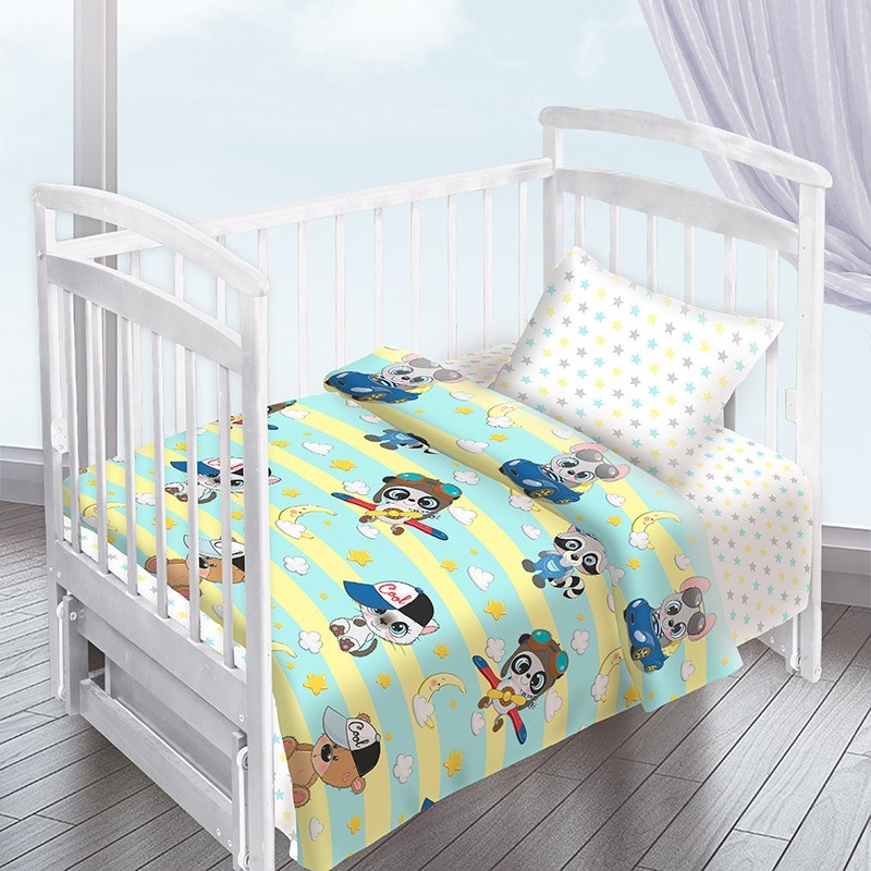 

Детское постельное белье Малыши мальчики CottonTwill 1-спальное 150х220 см Поплин (ДПР038-2)