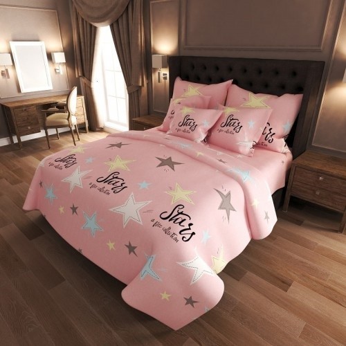

Комплект постельного белья Звезды на розовом "Stars" Casa Ricco 1.5-спальный 145х215 см Сатин (СR02-1)