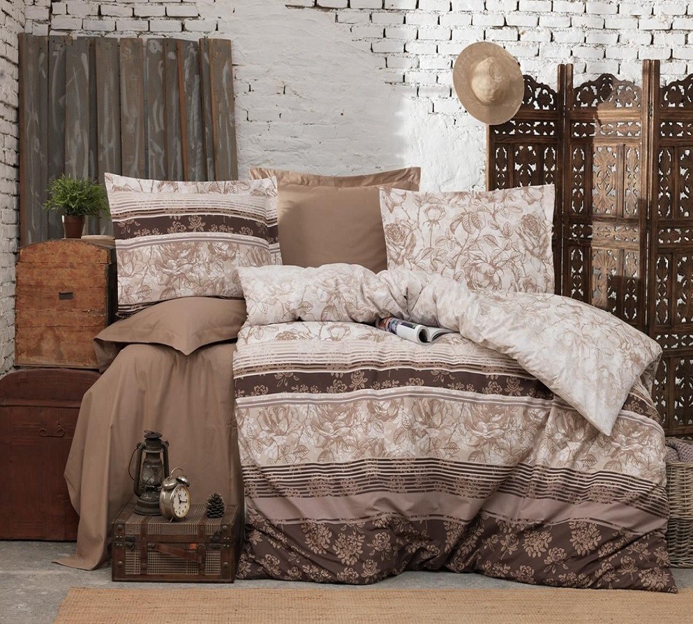 

Комплект постельного белья Кофейная роза CottonTwill 2-спальный 200х220 см Бязь Calico Турция (БС011-3)