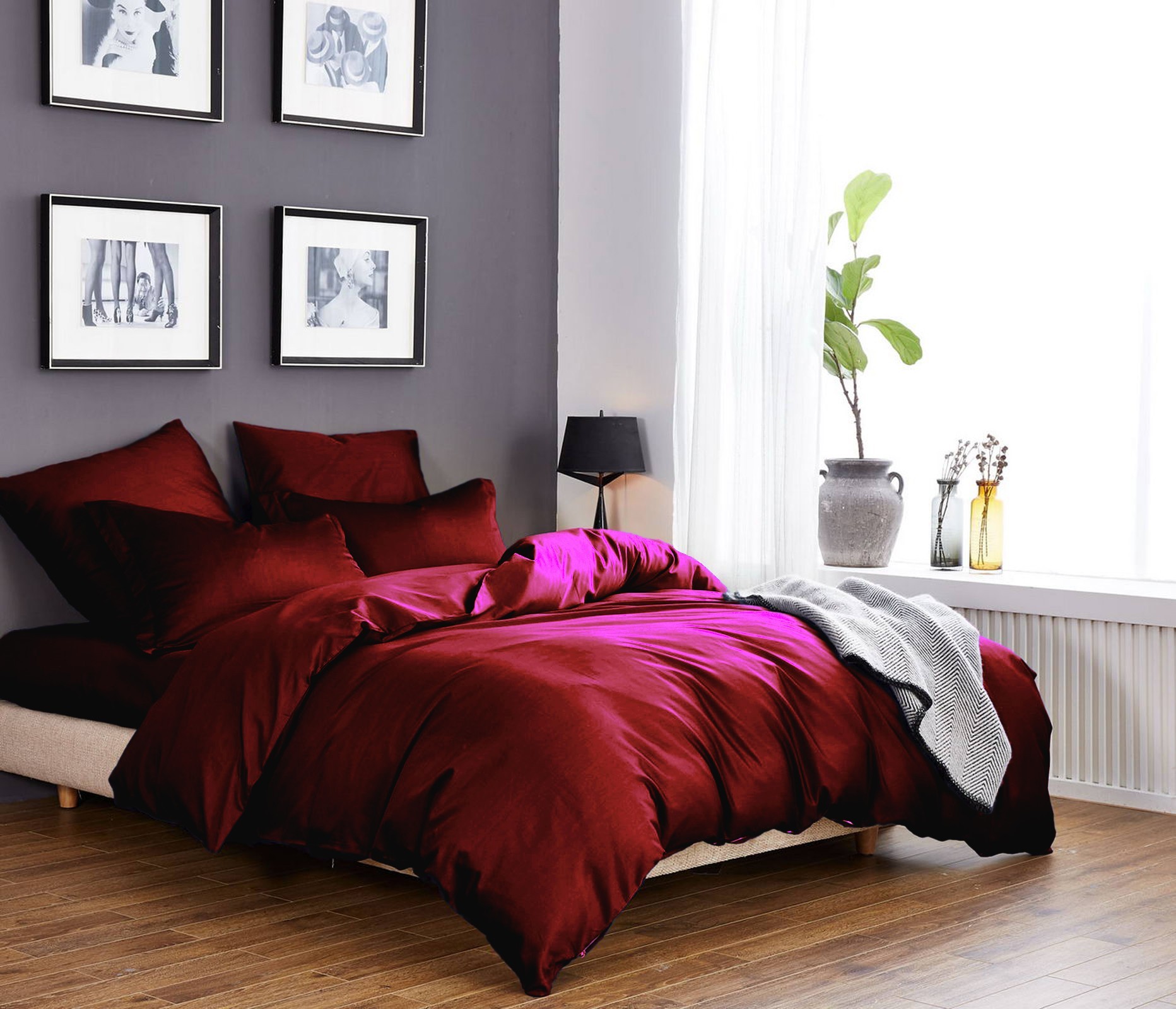 

Комплект постельного белья CottonTwill Семейный 220х250 см Сатин Solid Colors Винный (К005-6)