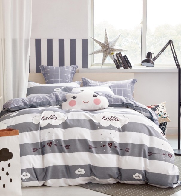 

Комплект детского постельного белья Облачко на сером CottonTwill 150х100 см Сатин Premium (SP018-1)