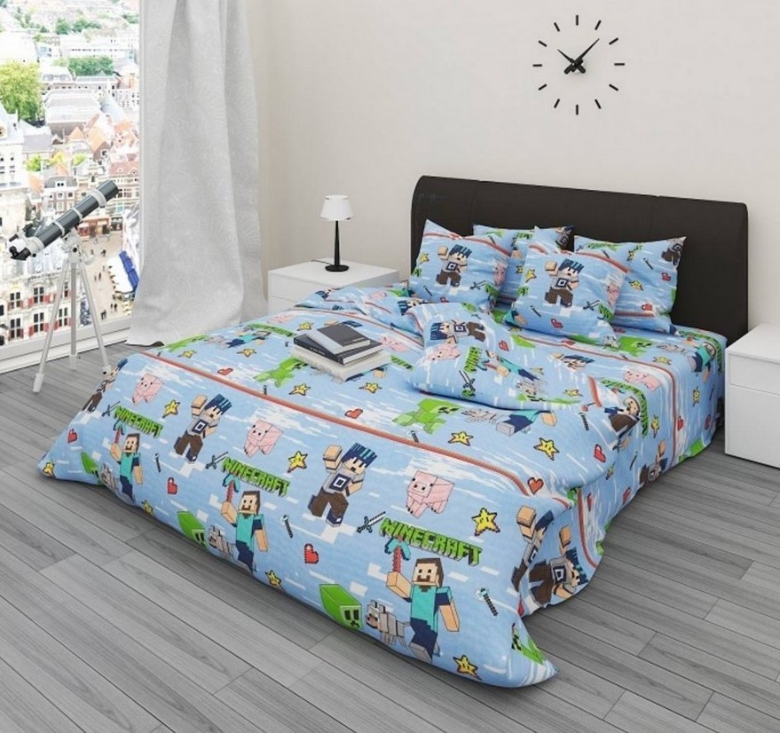 

Комплект детского постельного белья Майнкрафт "Загрузка" CottonTwill 2-спальный 200х220 см Турецкий Ранфорс (ДР081-4)