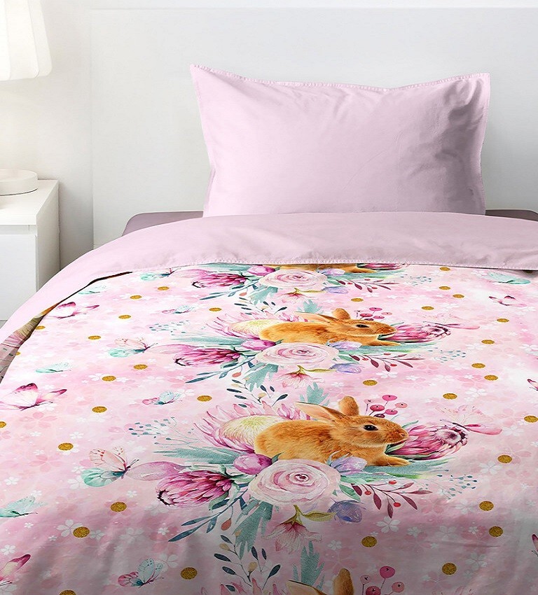 

Комплект детского постельного белья Весенний зайка CottonTwill 1-спальный 150х220 см Поплин (ДПР035-2)