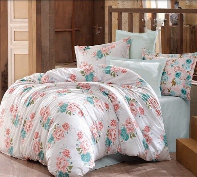 

Комплект постельного белья Букет роз "Эрзурум" CottonTwill 220х250 см Семейный Бязь Calico Турция (БС018-5)
