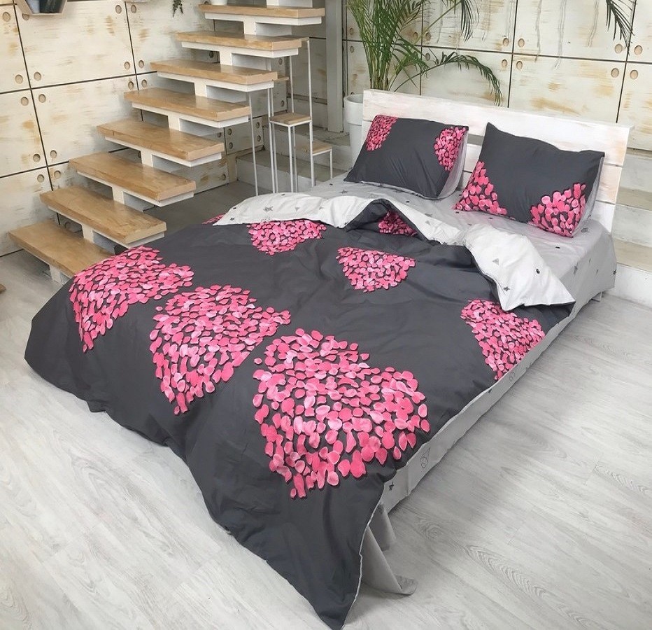 

Комплект постельного белья Сердце из лепестков роз CottonTwill 1-спальный 150х220 см Сатин Premium (SP057-2)