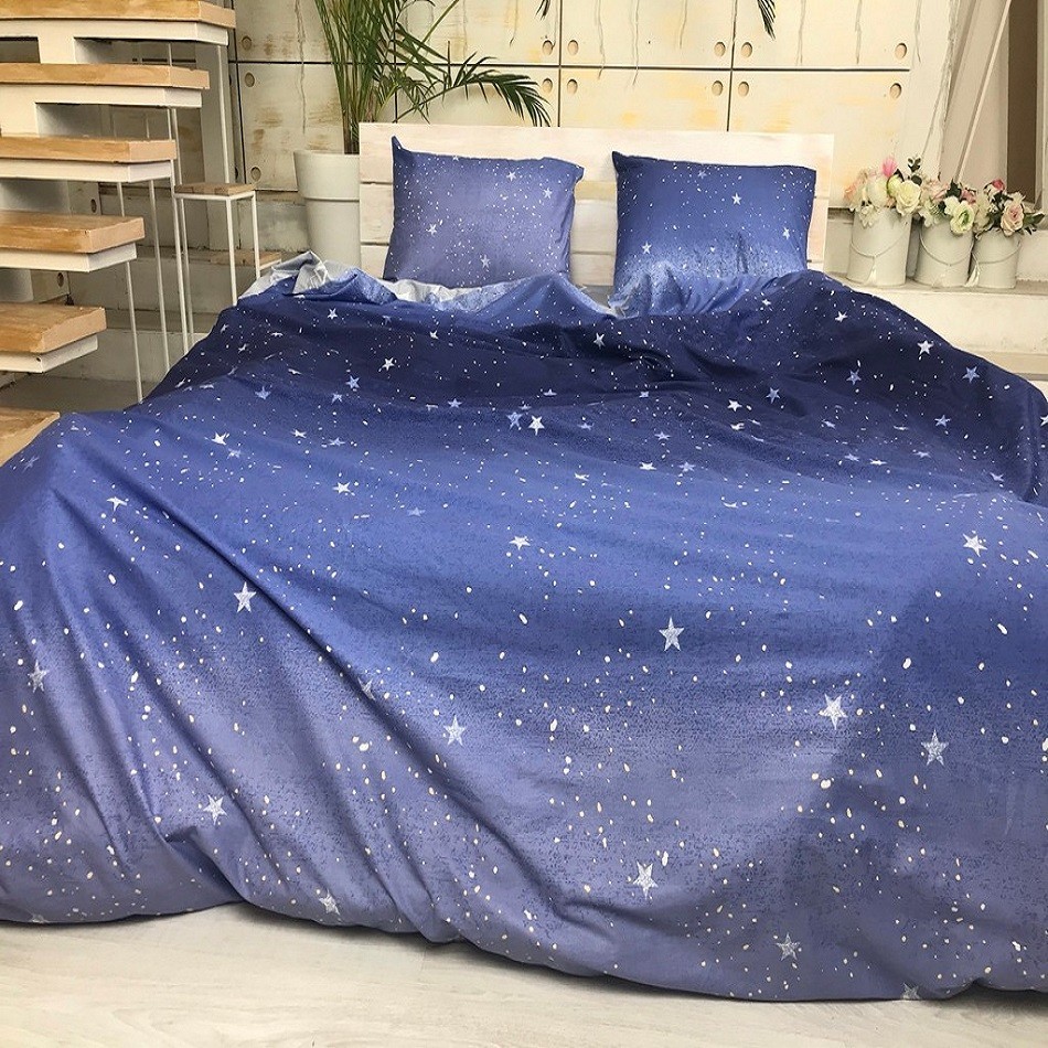 

Комплект постельного белья "Плеяда" звезды и млечный путь CottonTwill Сатин Premium 220х250 см Семейный (SP065-6)