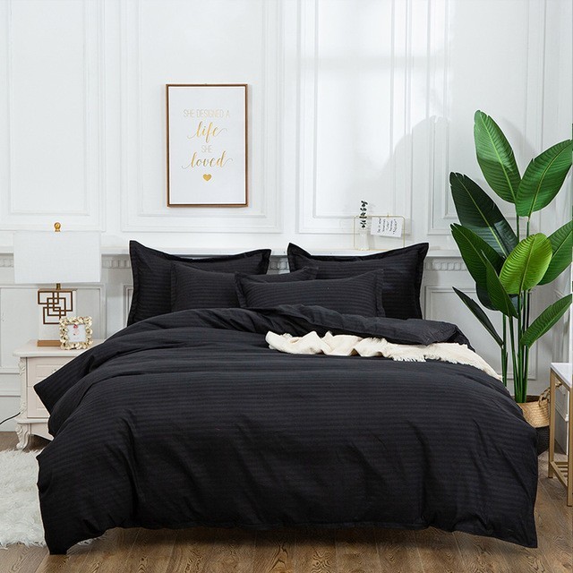 

Комплект постельного белья Сатин Страйп CottonTwill Евро 220х240 см Черный (SСК028-5)