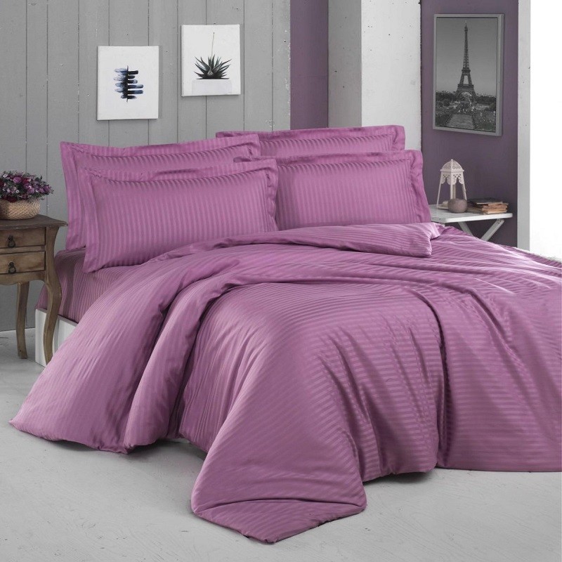 

Комплект постельного белья Сатин Страйп CottonTwill 220х240 см цвет Фиолетовый Евро (SСТ000-5)