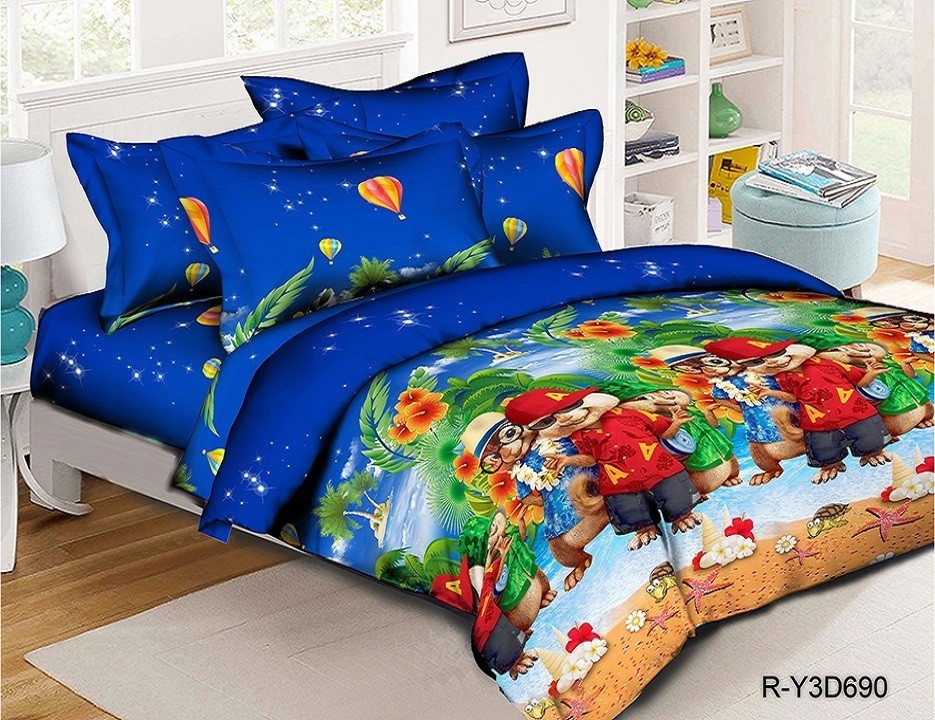 

Постельное белье Элвин и бурундуки CottonTwill 2-спальное 200х220 см Турецкий Ранфорс (ДР015-4)
