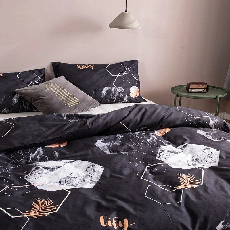 

Комплект постельного белья Черный мрамор Антрацит NoviTeks 1-спальный 150х220 см Бязь Gold (NTбг0109-1)
