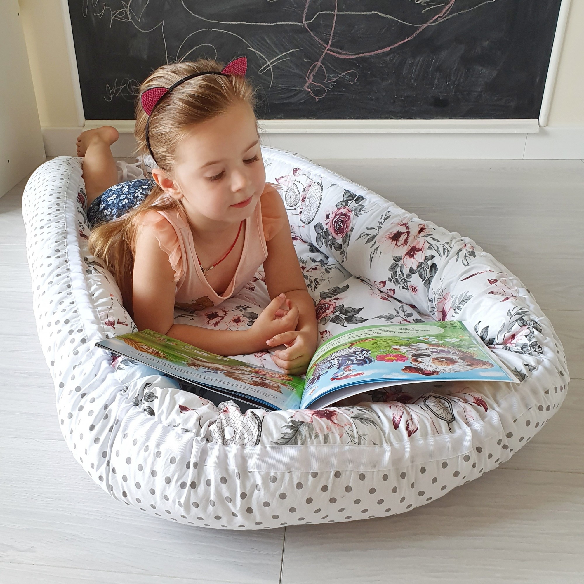

Гнездышко большое MammyDo Toddler белое с ловцами снов и розами