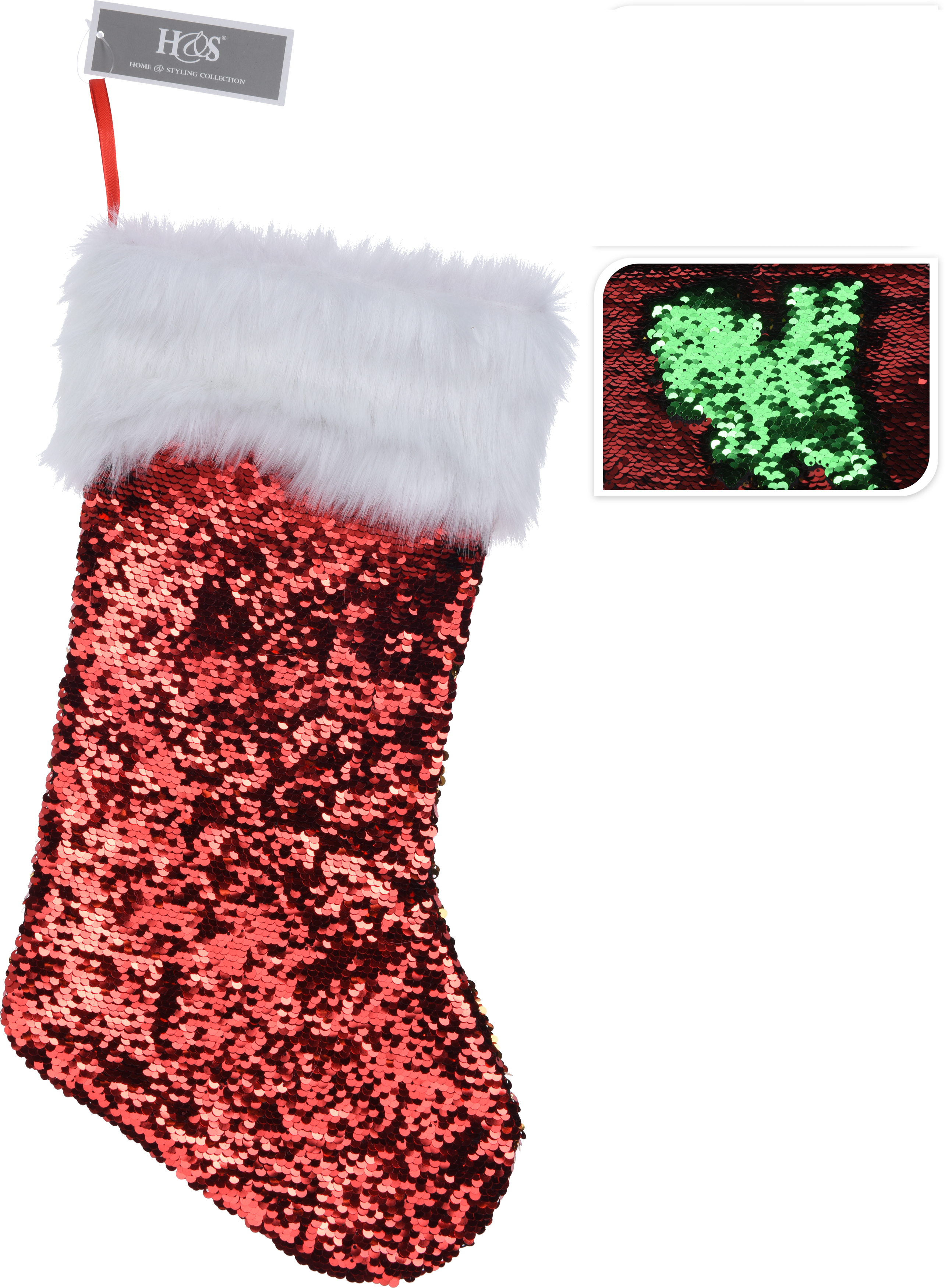 

Носок для подарков Christmas Decoration с пайетками 44 см (DH8040850_red/green)