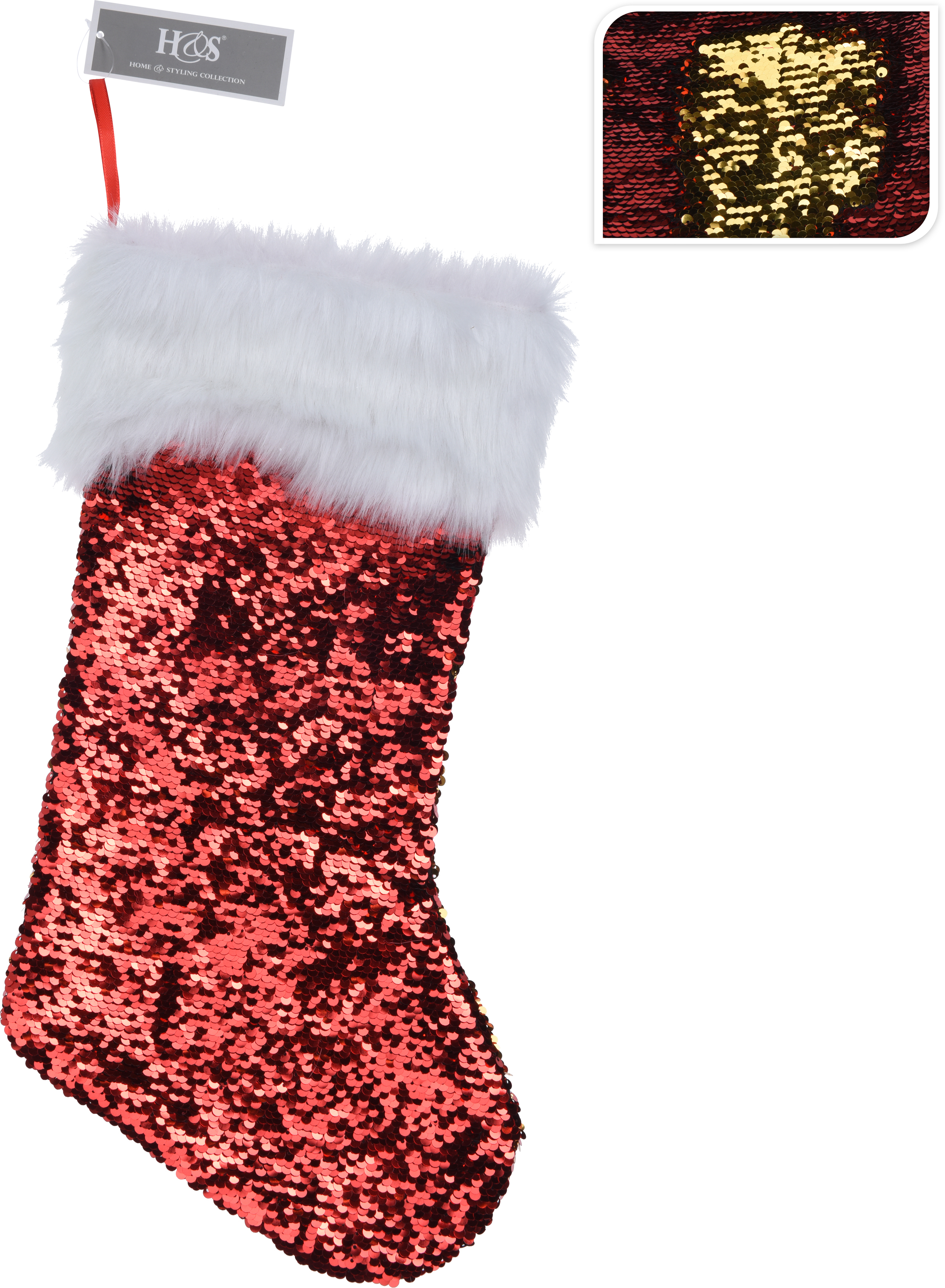 

Носок для подарков Christmas Decoration с пайетками 44 см (DH8040850_red/gold)