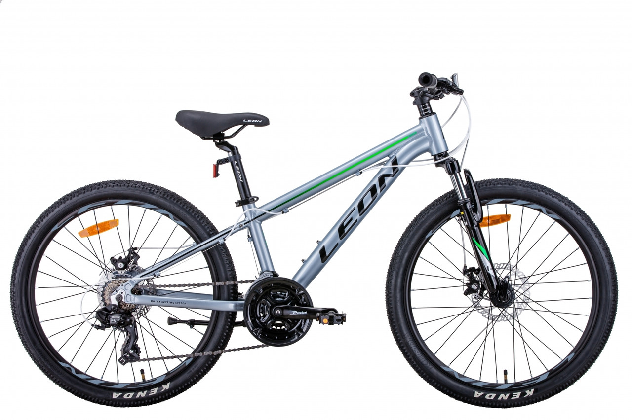 

Велосипед AL 24" Leon JUNIOR AM DD рама-12" серебристо-черный с зеленым 2021