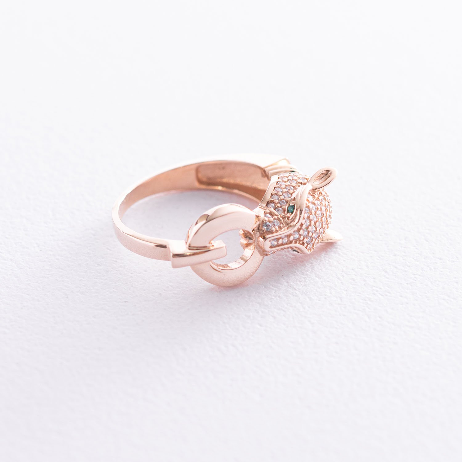 

Кольцо "Пантера" в красном золоте (фианиты) к05276 Оникс 18