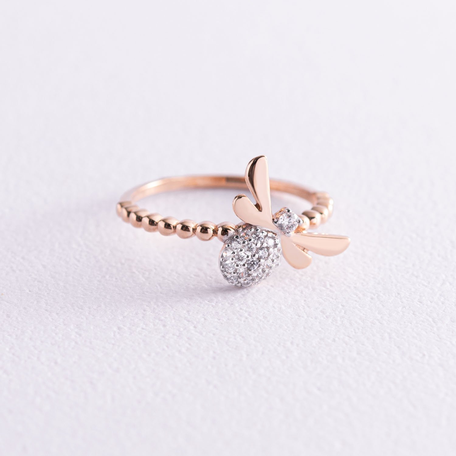 

Золотое кольцо "Стрекоза" с фианитами к05195 Оникс 16