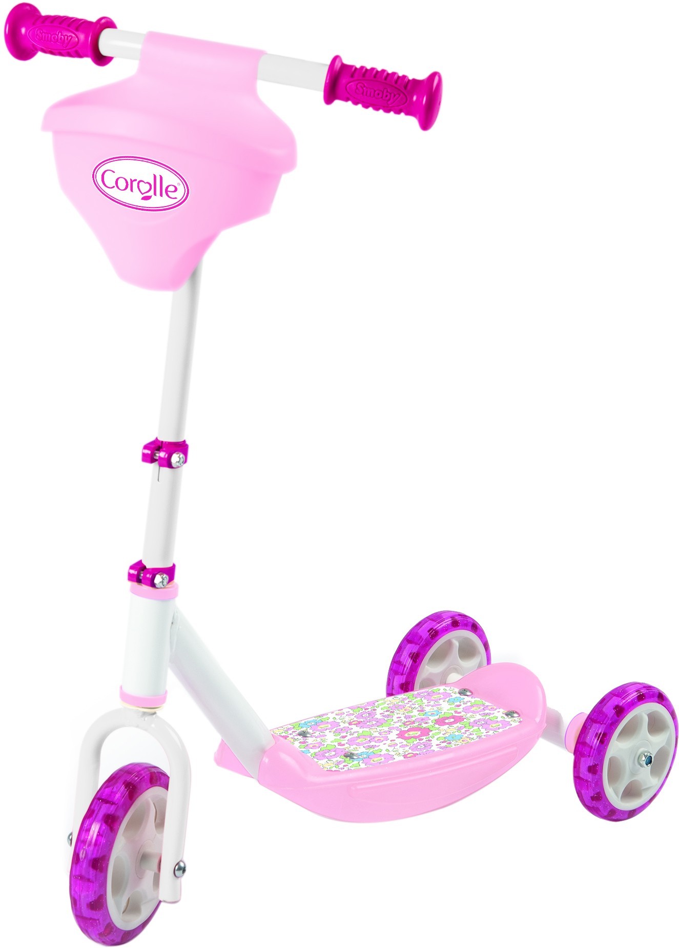

Детский самокат Smoby Toys Королле с металлической рамой трехколесный 55 х 32 х 70 см Розовый (750179)