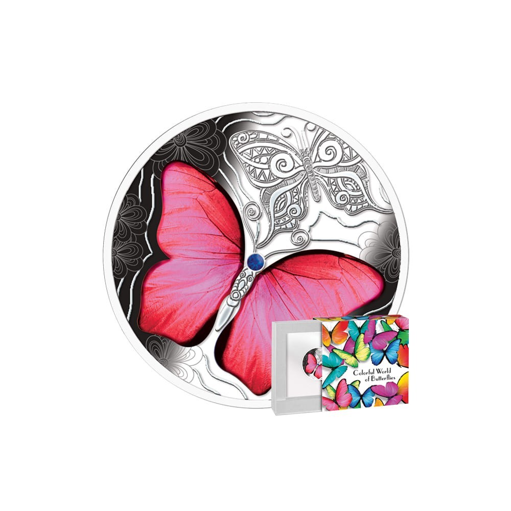 

Красная бабочка Серебряная монета с кристаллом Swarovski в рамке