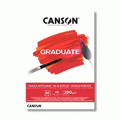

Блок бумаги для акрила и масла Canson Graduate Oil & Acrylic 290 гр, А5, 20 листов