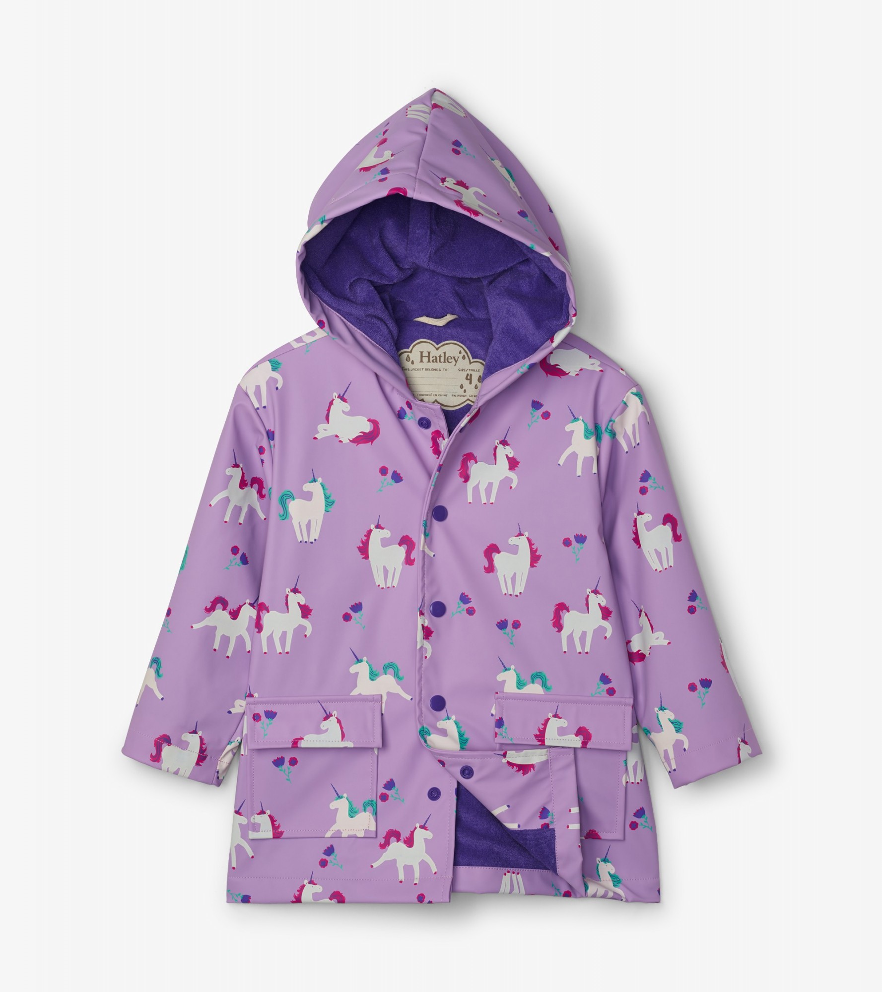 

Плащ , що змінює колір Hatley Playful Unicorns 2A фіолетовий 92см (F20PUK1336)