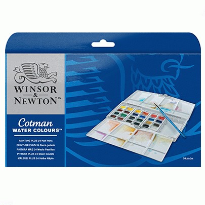 

Набор акварельных красок Winsor & Newton Half Pan Studio Set 24 цвета+ кисть