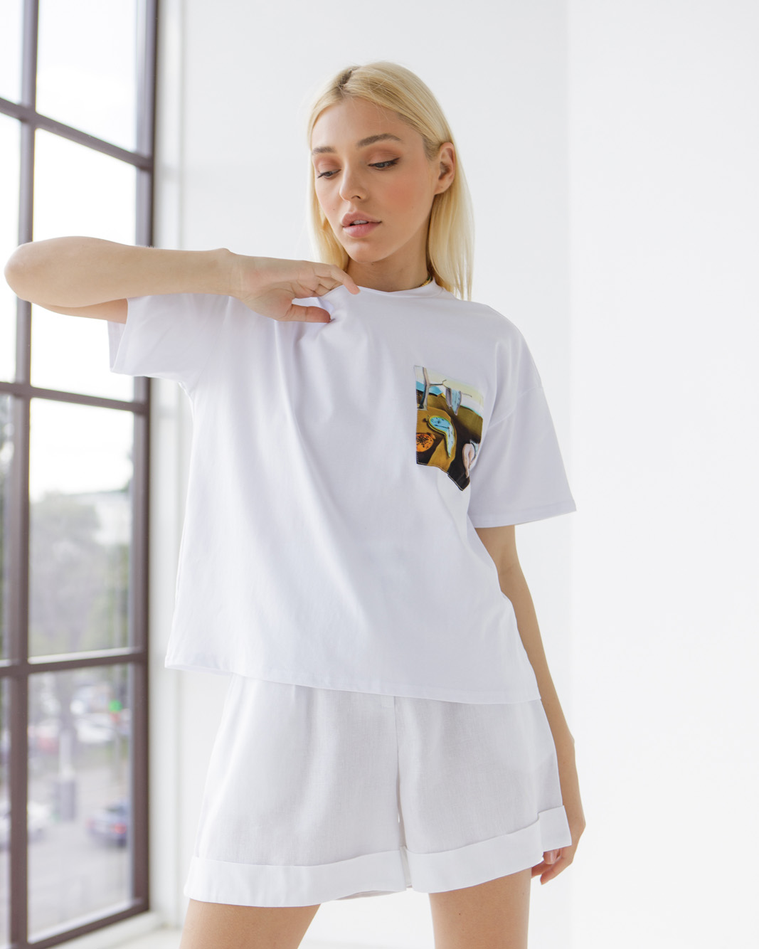 

Футболка лето Wear me женская укороченная с принтом "память" М/L Белый 1w88/10