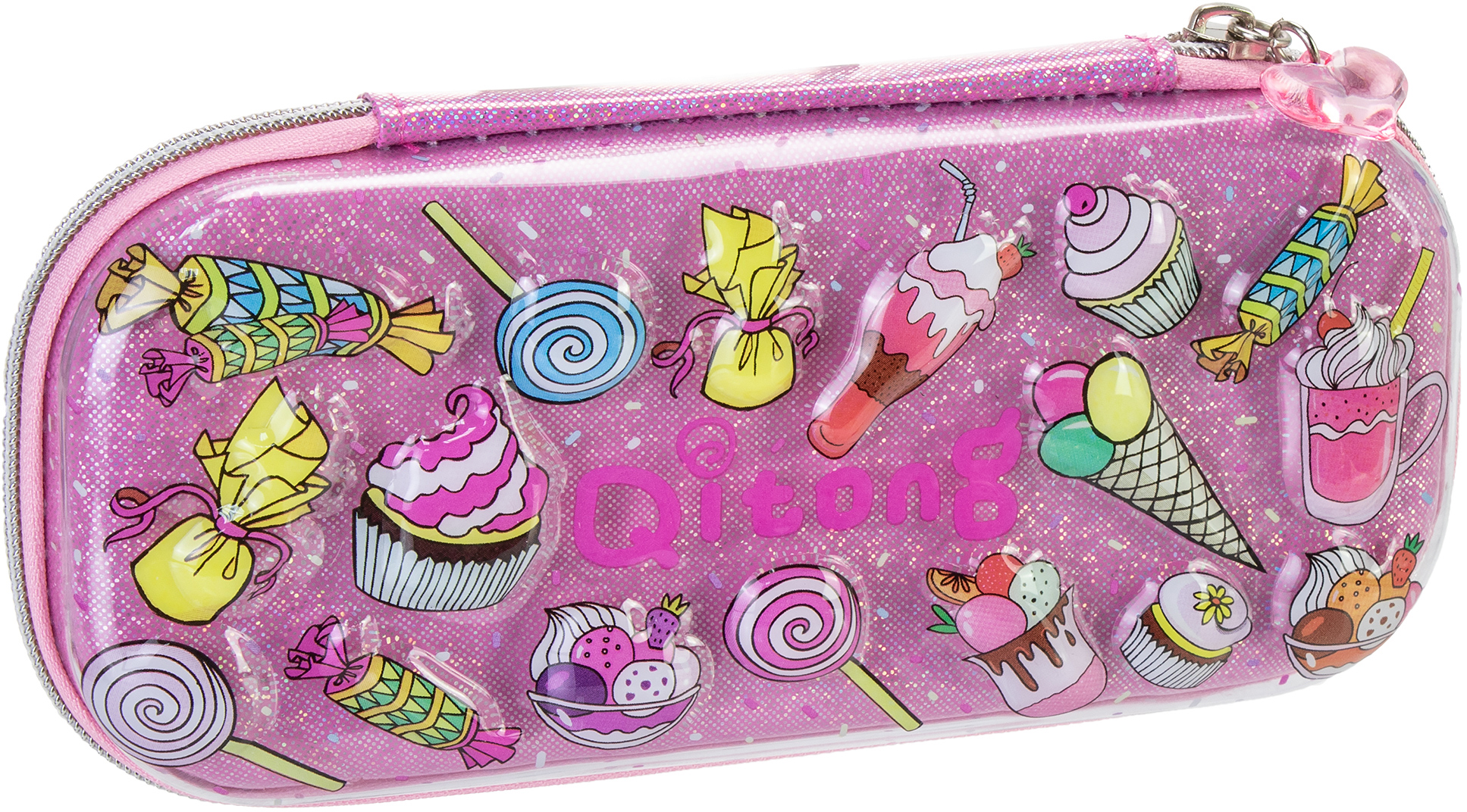 

Пенал Cool For School блестящий 1 отделение с органайзером фуксия (QT-5780-Rosered)