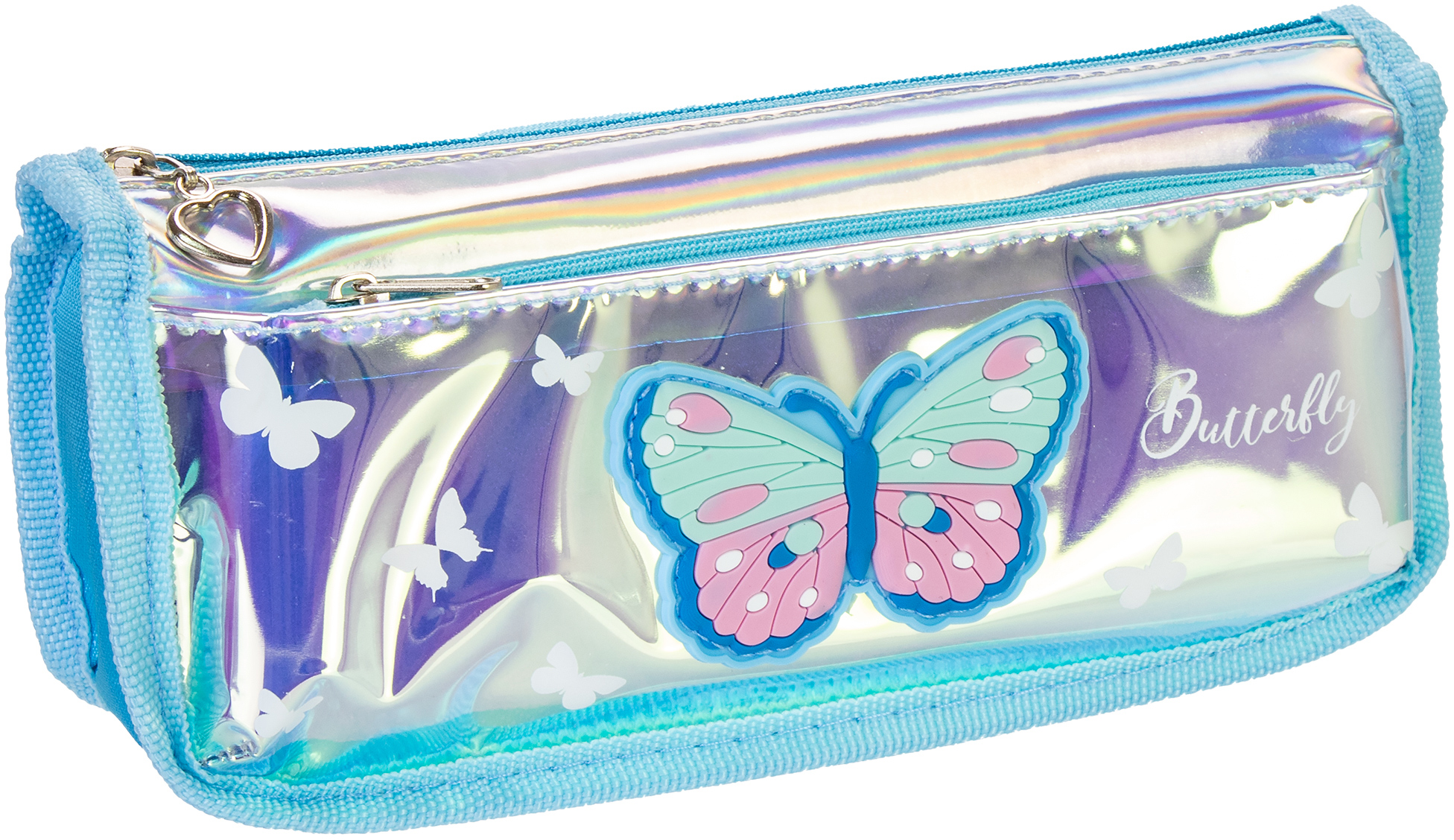 

Пенал Cool For School голографический 2 отделения Butterfly голубой (CF86964)
