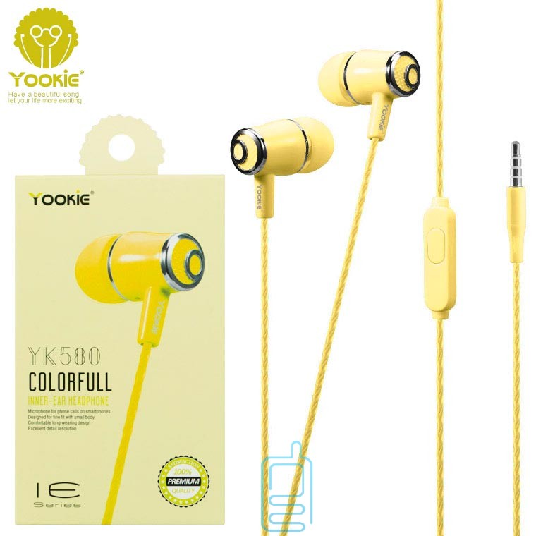 

Наушники с микрофоном Yookie YK580 желтые