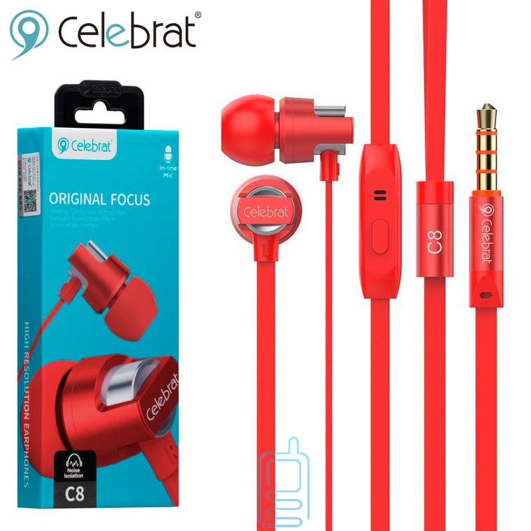 

Наушники с микрофоном Celebrat C8 красные