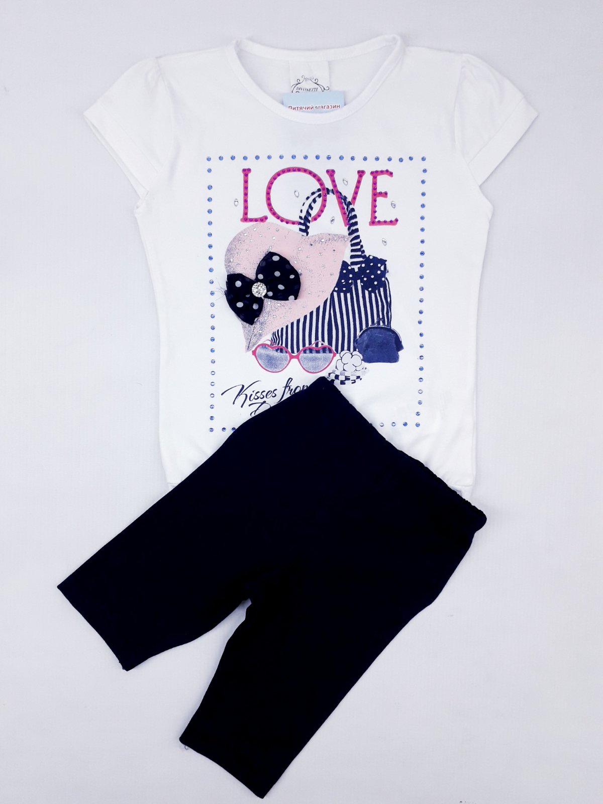 

Костюм (футболка+бриджи) Divonette 0804 98см(р) белый с синим