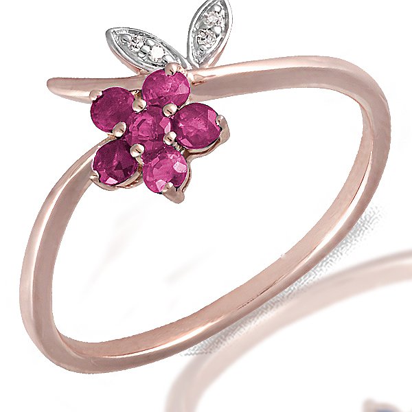 

Кольцо из красного золота с бриллиантами и рубинами 056622, размер 15