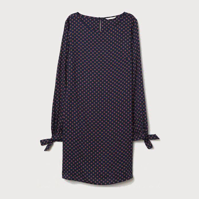 

Платье H&M 6633558RP7  Темно-синее с узором, Платье H&M 6633558RP7 36 Темно-синее с узором